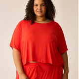 Aria Bamboo Casual Cropped Short Sleeve Top