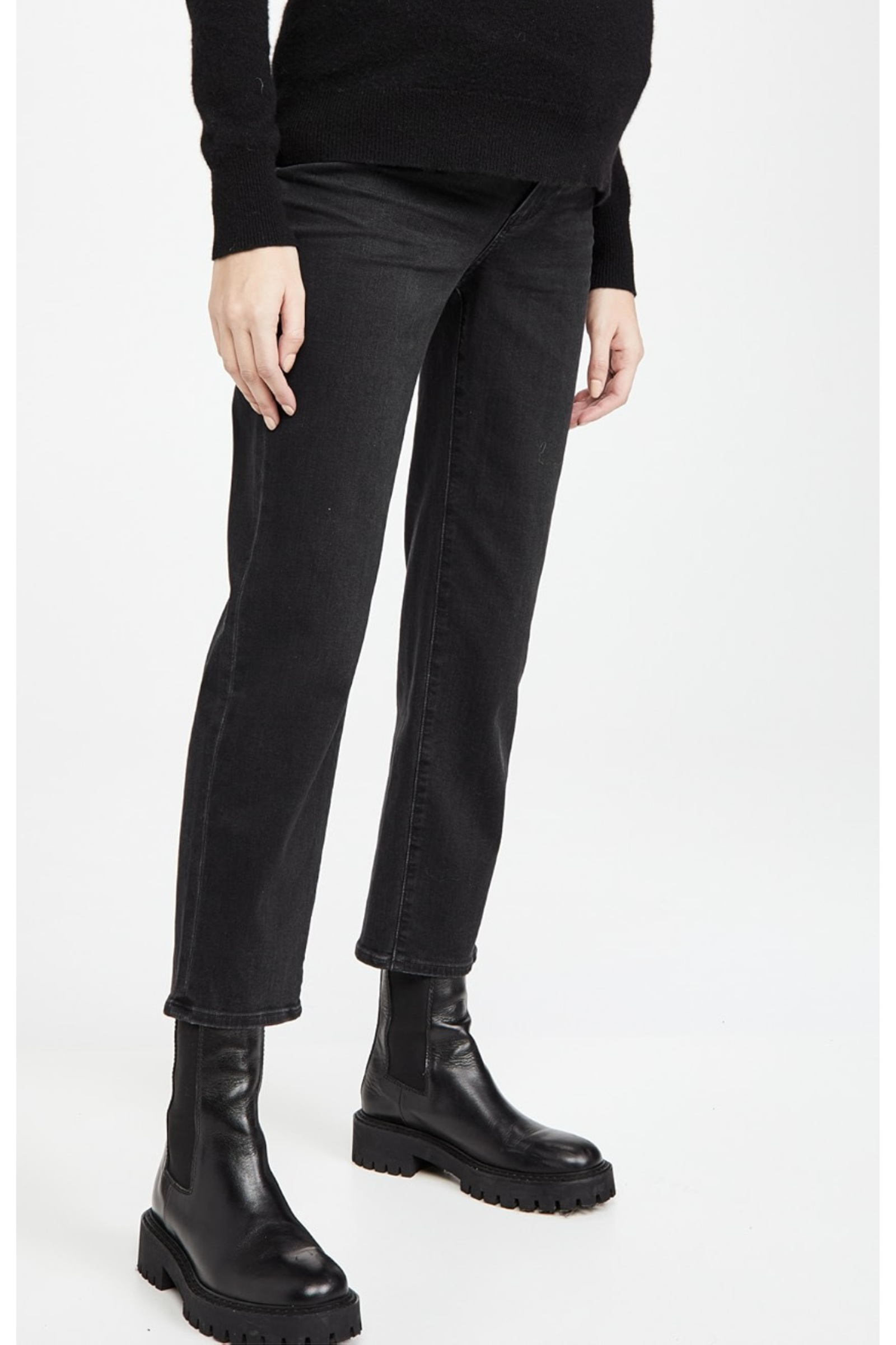 PAIGE Noella Straight Maternity Jeans in Black Willow