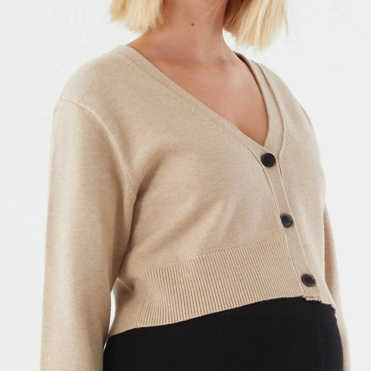 V-Neck Cropped Cardigan