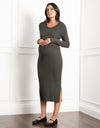 Ribbed Maternity + Nursing Midi Dress