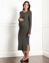 Ribbed Maternity + Nursing Midi Dress