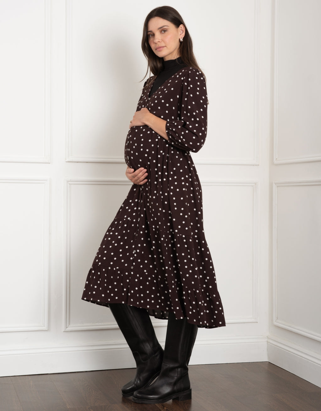 Margie Maternity + Nursing Button-Through Dress