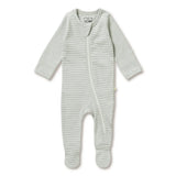Organic Stripe Rib Zipsuit with Feet