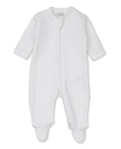 White Jacquard Zip Footie