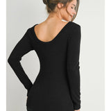 Scoop Neck Ribbed Long Sleeve Maternity Top
