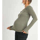 Scoop Neck Ribbed Long Sleeve Maternity Top