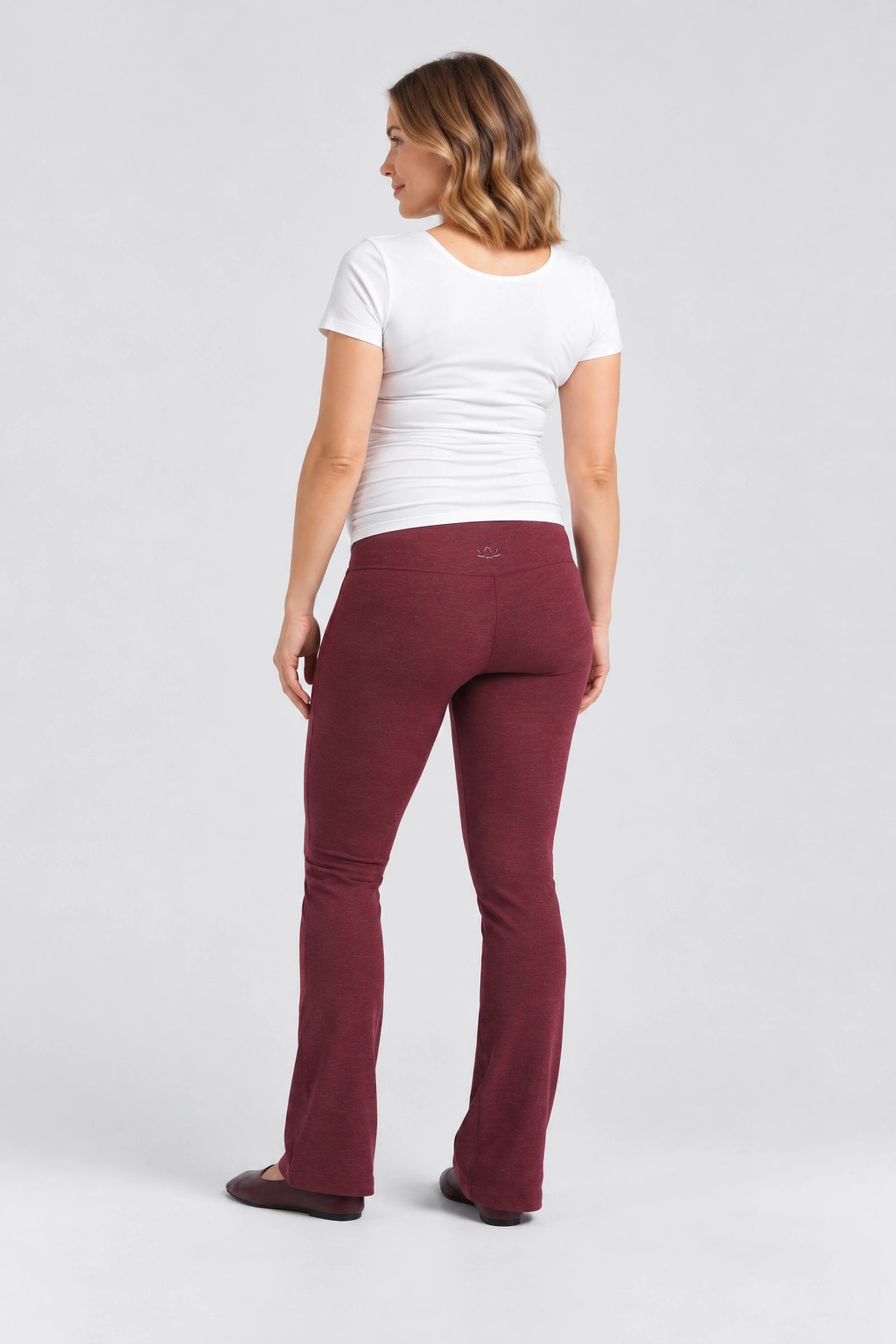 Beyond Yoga Spacedye Practice Maternity Bootcut Pant, Cabernet, back view