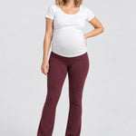Beyond Yoga Spacedye Practice Maternity Bootcut Pant, Cabernet, front view