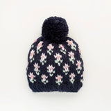 Bitty Blooms Indigo Beanie Hat