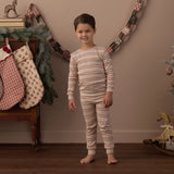 Organic Long Sleeve Pajama Set Holiday Stripe