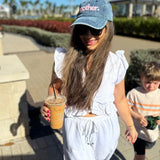 Strong As A Mother®  Washed Denim Embroidered Dad Hat