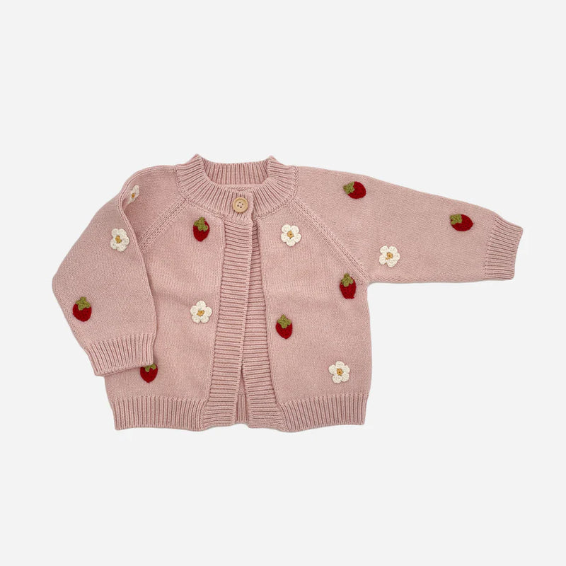 Cotton Strawberry Flower Cardigan