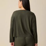 Aria Bamboo Casual Cropped Long Sleeve Top