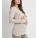 Ribbed Long Sleeve Maternity Henley Top