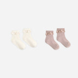 Lace Trim Socks, 2-Pack Rosewood, Natural