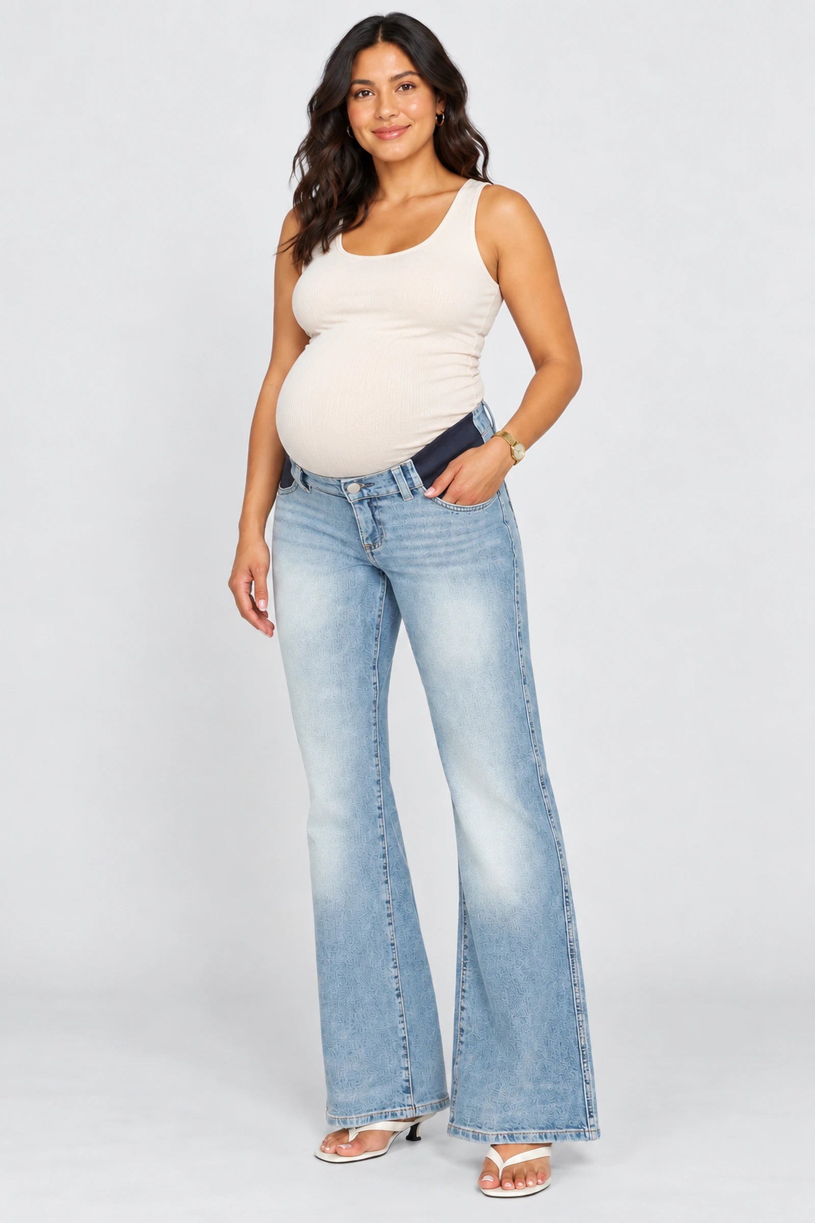 DL1961 Desi Boot Maternity Jeans, Fountain, front view