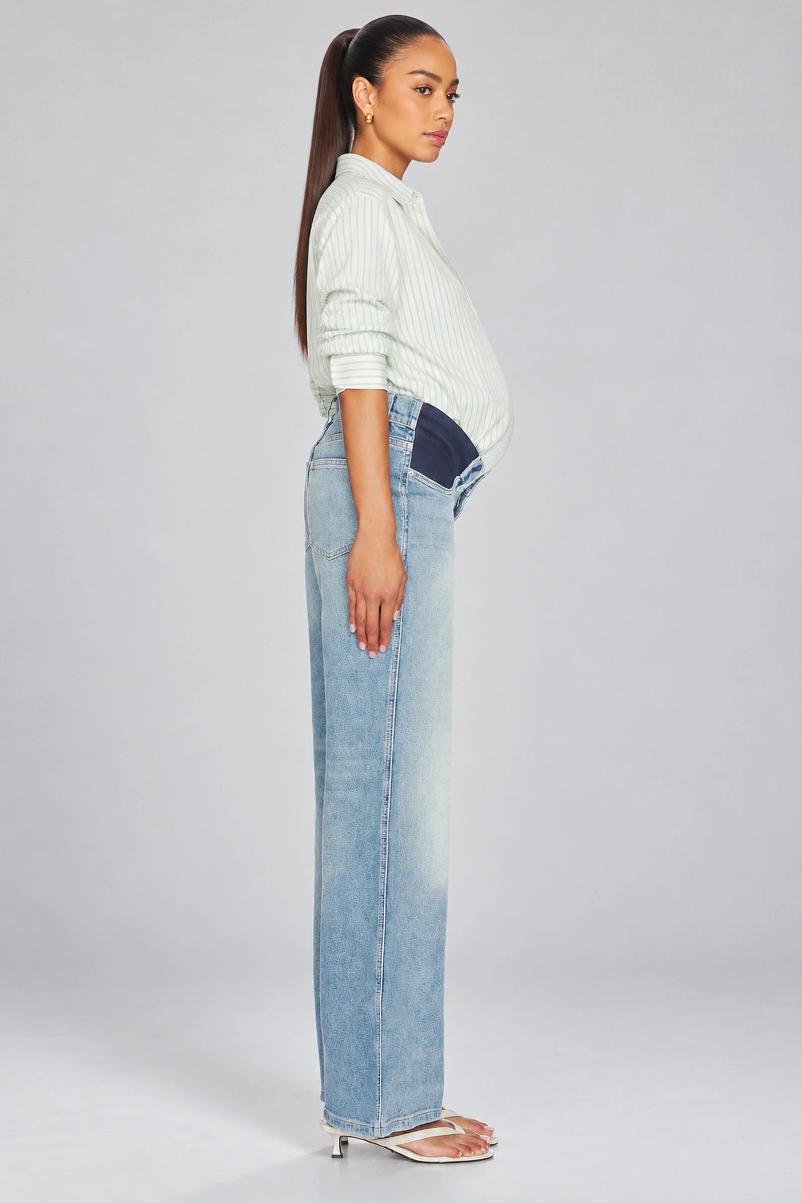 DL1961 Desi Boot maternity jeans in Fountain, full-length side view