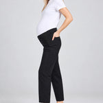 DL1961 Gerri maternity trousers in Black Onyx, full-length side view