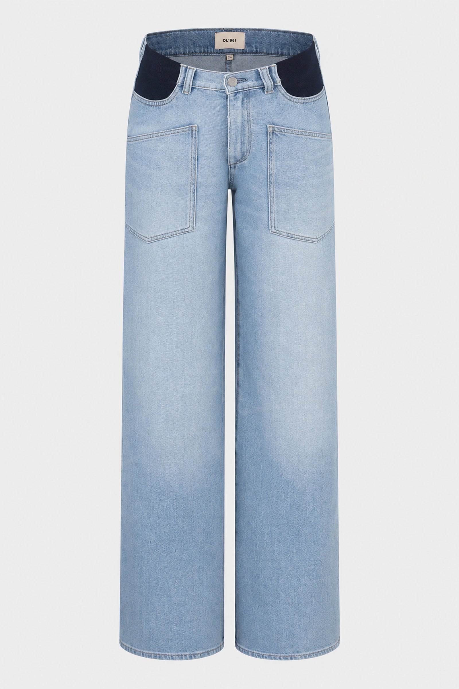 DL1961 Hepburn Wide Leg Maternity Jean, Beachfront Aura, detail view