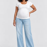 DL1961 Hepburn Wide Leg Maternity Jean, Beachfront Aura, front view