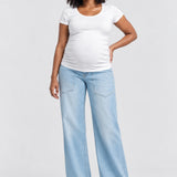 DL1961 Hepburn Wide Leg Maternity Jean, Beachfront Aura, front view
