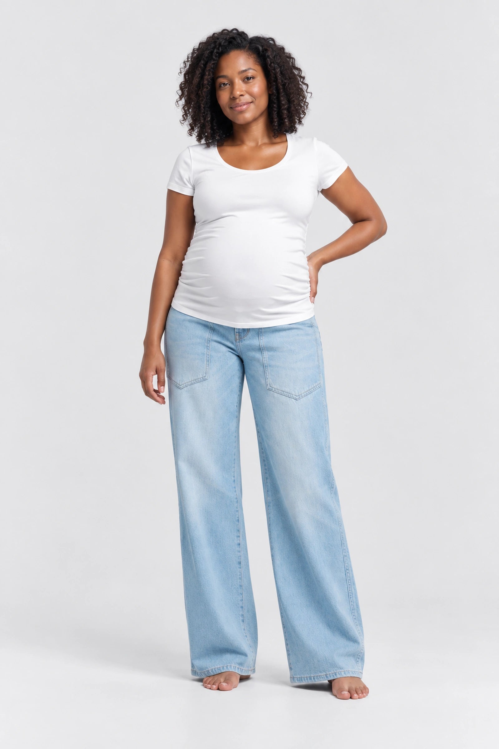 DL1961 Hepburn Wide Leg Maternity Jean, Beachfront Aura, front view
