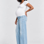 DL1961 Hepburn Wide Leg Maternity Jean, Beachfront Aura, side view