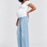 DL1961 Hepburn Wide Leg Maternity Jean, Beachfront Aura, side view