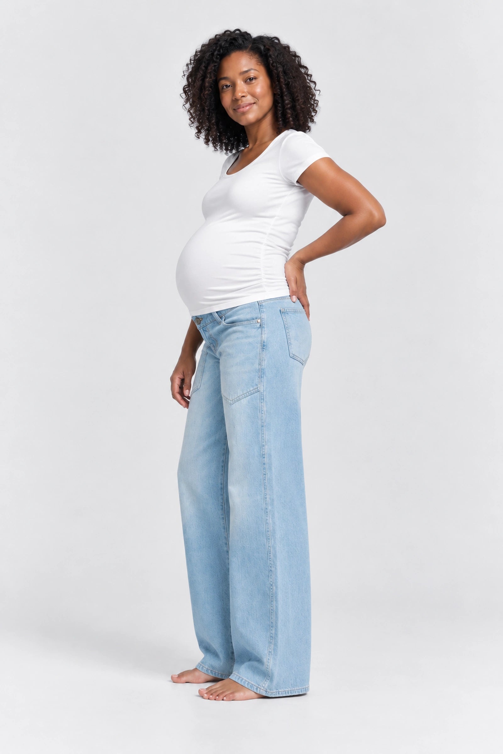 DL1961 Hepburn Wide Leg Maternity Jean, Beachfront Aura, side view