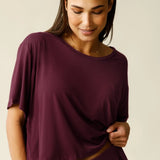 Aria Bamboo Casual Cropped Short Sleeve Top