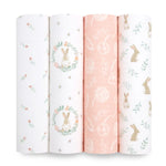 Essential Cotton Muslin Swaddles: 4 Pack