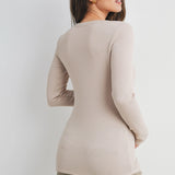 Ribbed Long Sleeve Maternity Henley Top