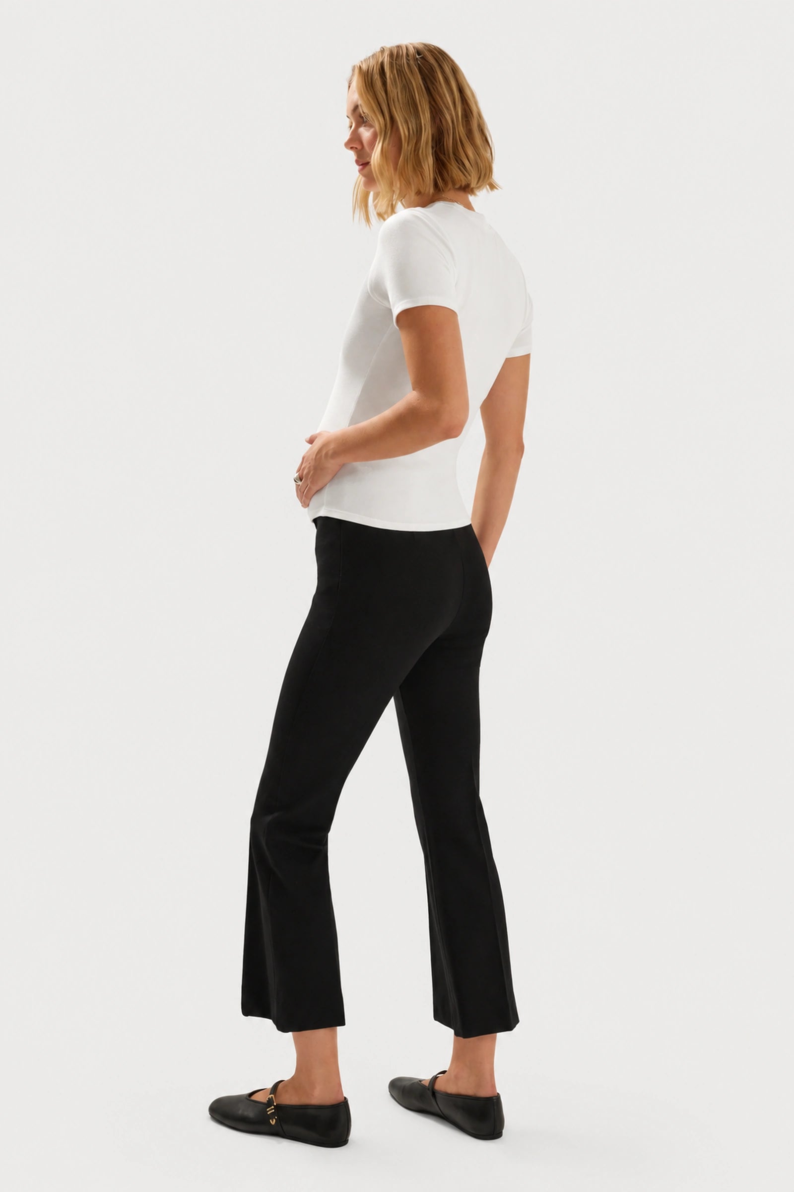 Favorite Daughter The Maternity Alissa Pant — Black, Black, back view