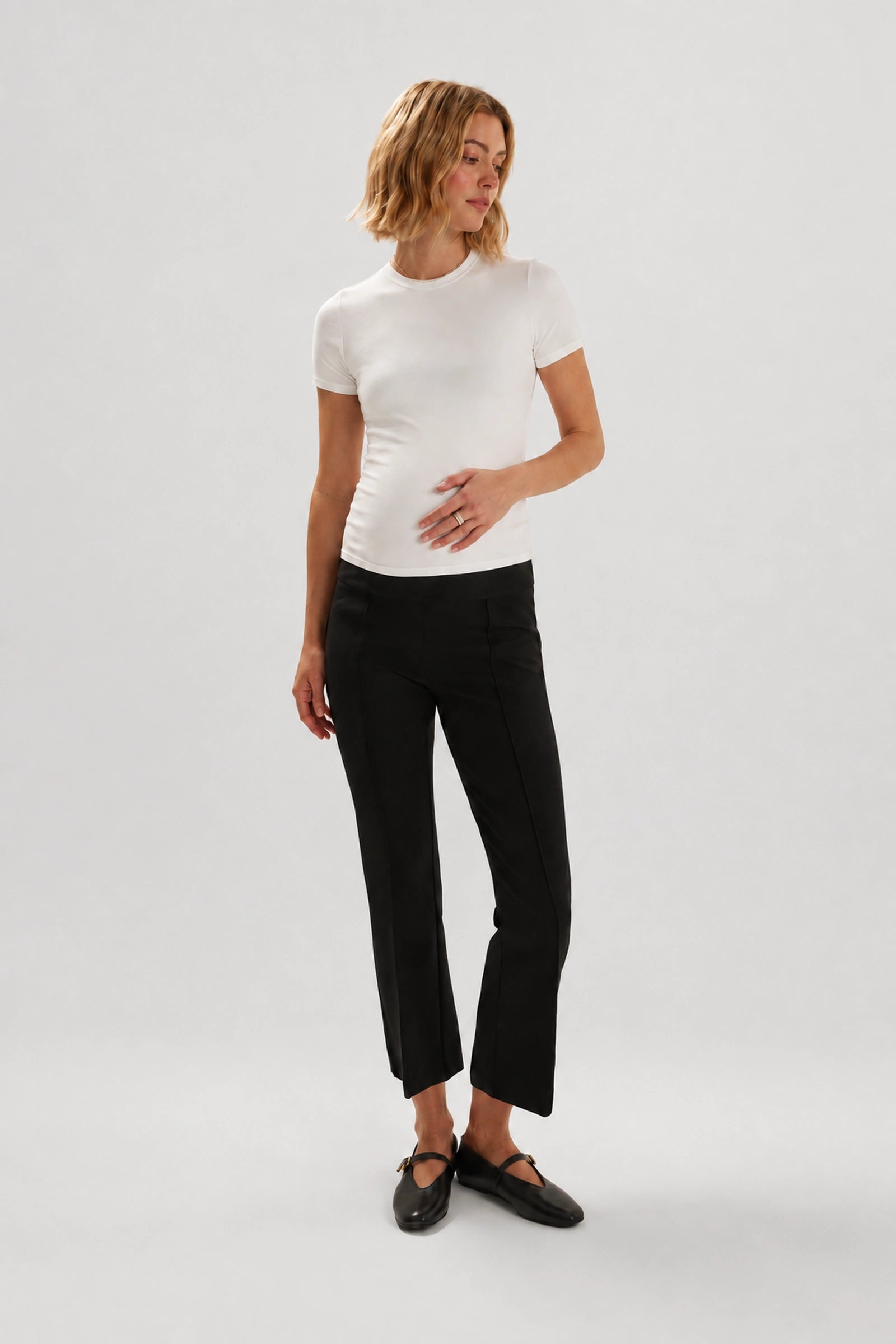 Favorite Daughter The Maternity Alissa Pant — Black, Black, front view