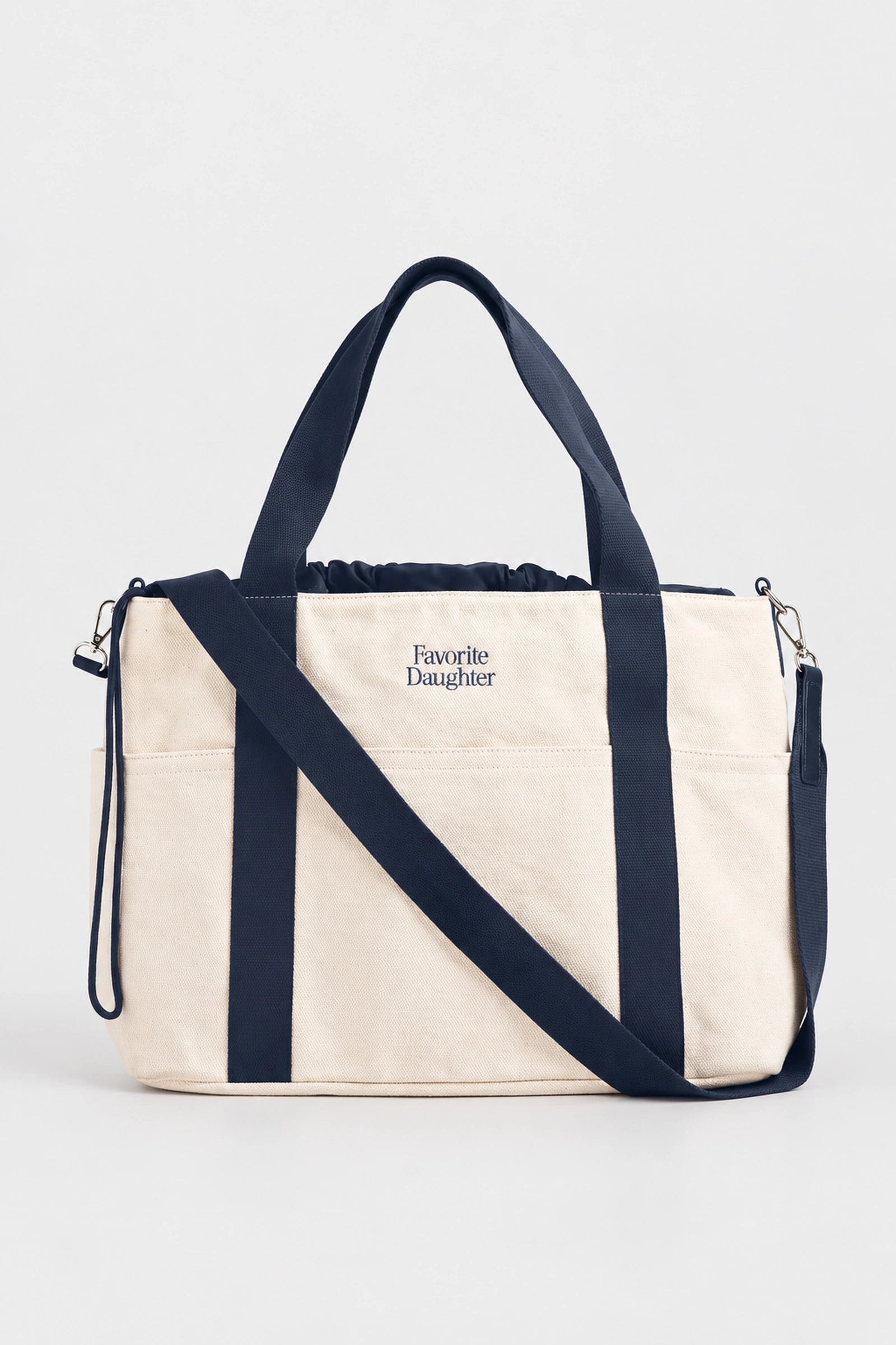 Front view of Favorite Daughter The Morgan Tote in natural midnight.
