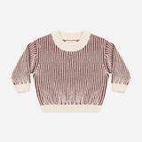 Relaxed Knit Sweater Black Cherry Stripe