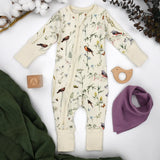 Organic Cotton Baby Pajamas 2-Way Zip Front Zipper Sleeper, Finch