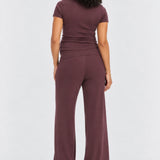 Hatch The Softest Rib Over Under Relaxed Pant, Chocolate, back view