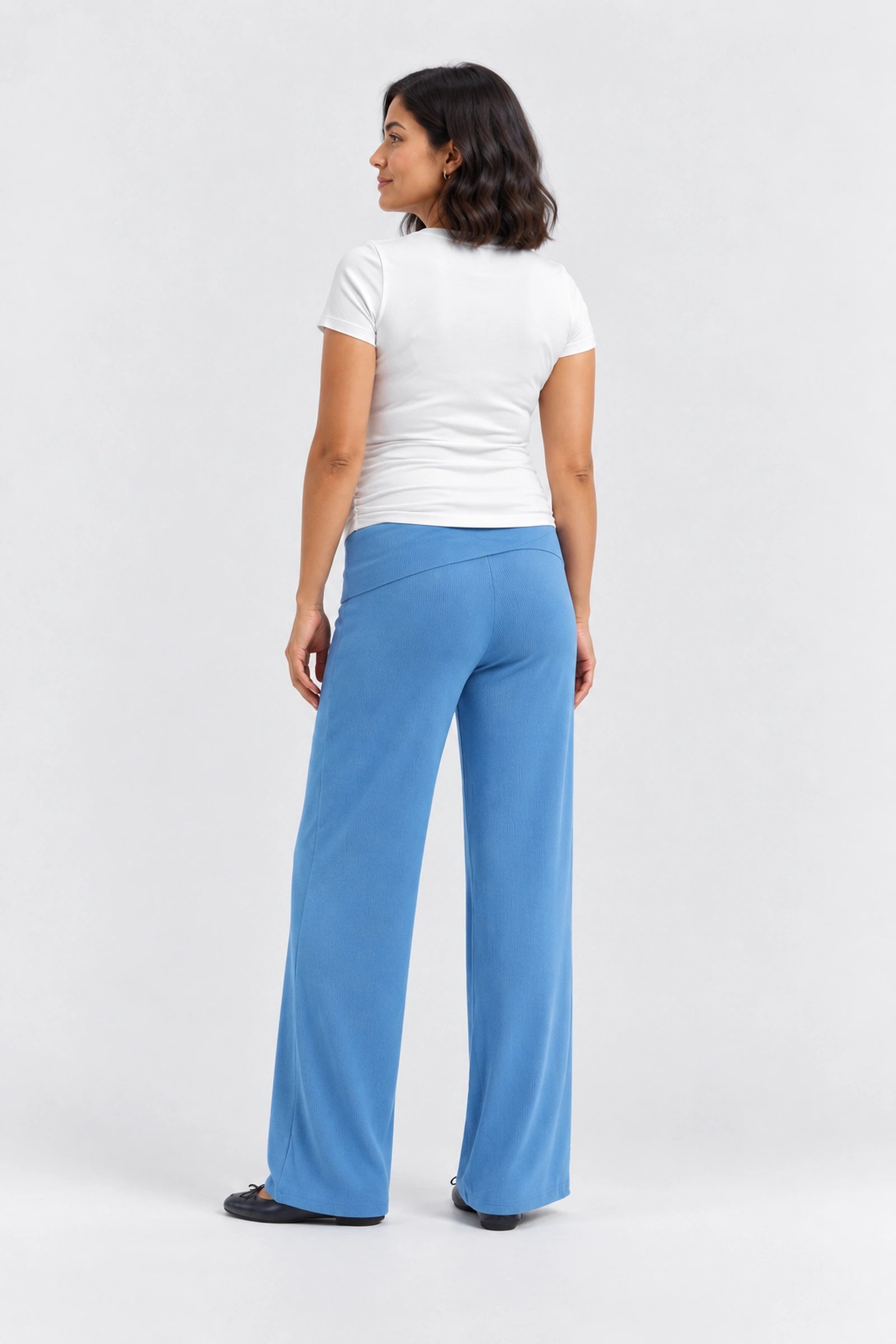 Hatch The Softest Rib Over Under Relaxed Pant, Harbor Blue, back view