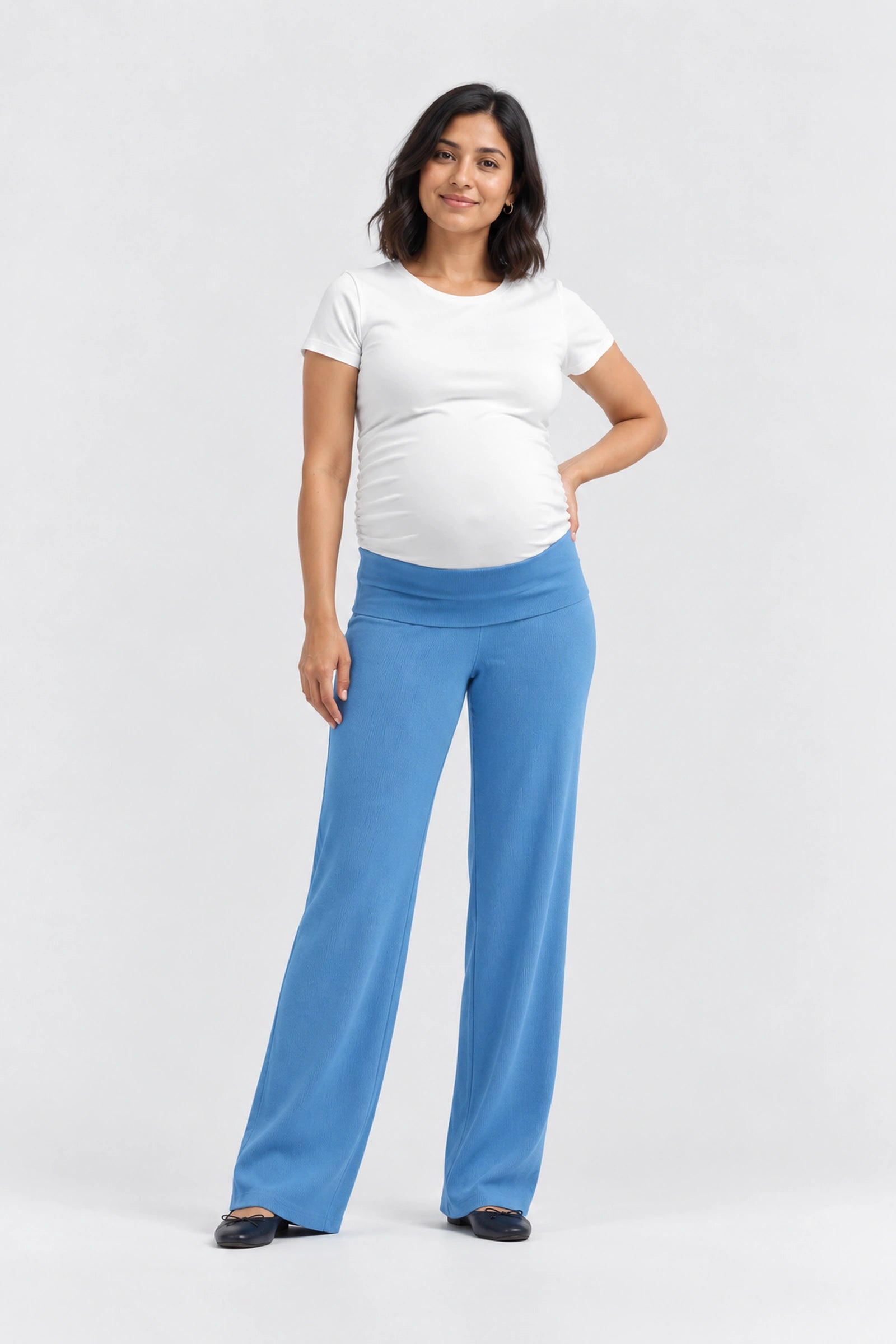 Hatch The Softest Rib Over Under Relaxed Pant, Harbor Blue, front view