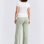 Hatch The Softest Rib Over Under Relaxed Pant, sage, back view