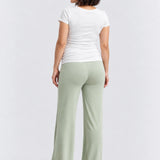 Hatch The Softest Rib Over Under Relaxed Pant, sage, back view