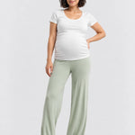 Hatch The Softest Rib Over Under Relaxed Pant, sage, front view