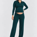 Hatch The Softsculpt Knit Celeste Pant, Pine, front view