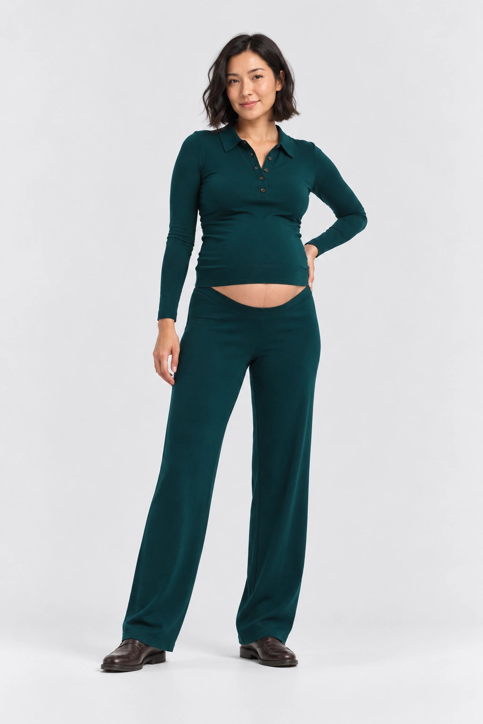 Hatch The Softsculpt Knit Celeste Pant, Pine, front view