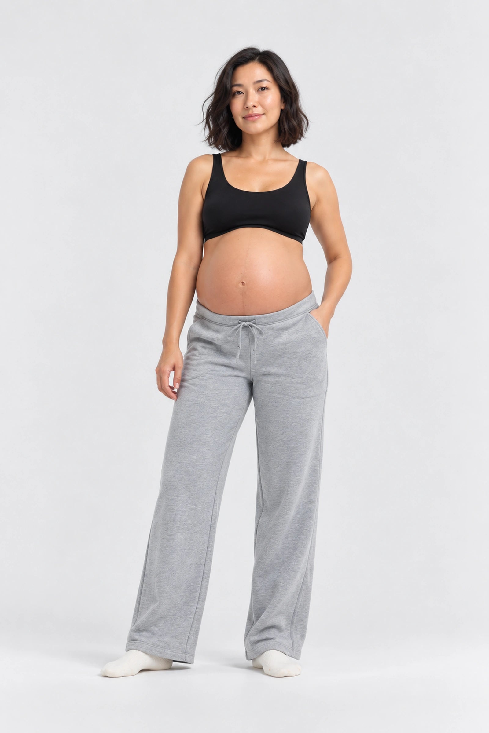 Hatch The Zoey Pant, Grey Melange, front view