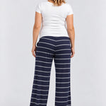 Kindred Bravely Aria Bamboo Casual Lounge Pant, Navy White Stripe, back view