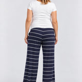 Kindred Bravely Aria Bamboo Casual Lounge Pant, Navy White Stripe, back view