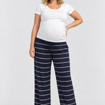 Kindred Bravely Aria Bamboo Casual Lounge Pant, Navy White Stripe, front view