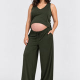 Kindred Bravely Aria Bamboo Casual Lounge Pant, Thyme, front view